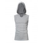 US Yong Horse Men Casual Cotton Solid Sleeveless Sport Hooded Tank