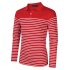 Yong Horse Men s Casual Long Sleeve Striped Slim Fit Polo T Shirts Red RedCP7U