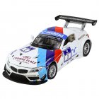 Z4 Diecast Alloy Sports Car With Sound Light 1/32 Simulation Pull Back Car Model Ornaments For Boys Birthday Gifts White
