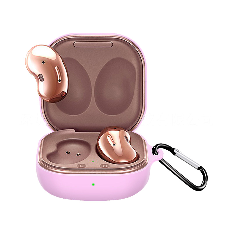 Silicone Earphone Protective Case Wireless Bluetooth Headset Anti-fall Cover With Buckle Compatible For Samsung Galaxybuds2 Live/pro lavender
