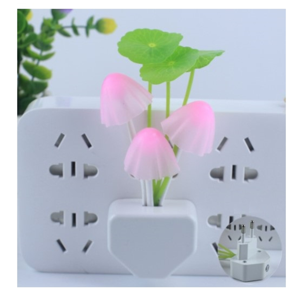 Led Night Light Built In Sensitive Light Sensor Creative Water Plants Lotus Leaf Light Control Lamp EU plug
