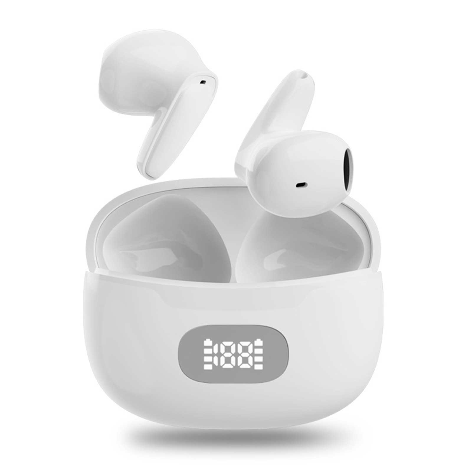 Wireless Earbuds In-Ear Stereo Headphones With Charging Case Waterproof Noise Canceling Earphones For Sports Gaming White
