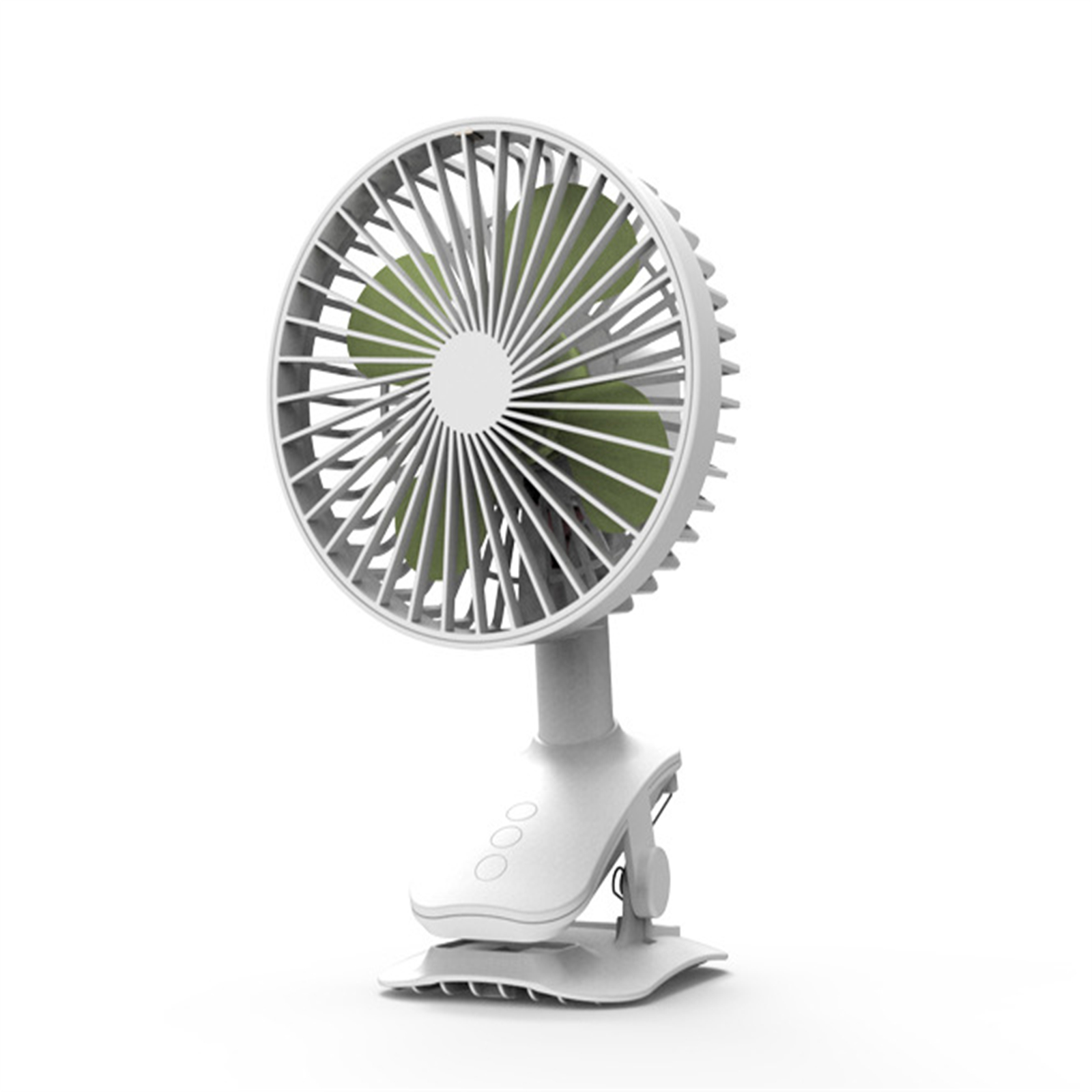 Portable Mini Clip On Fan 3 Levels 2000mah Battery Below 36db Low Noise Mute Desktop Fan Air Cooling Fan 2000mAh white