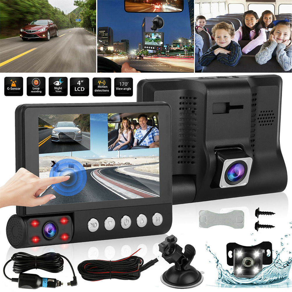 4-inch Ips Display Car  Driving  Recorder Touch Screen 170 Degrees Full Hd 1080p Front Camera Car Dash Cam Camera Auto Recorder black