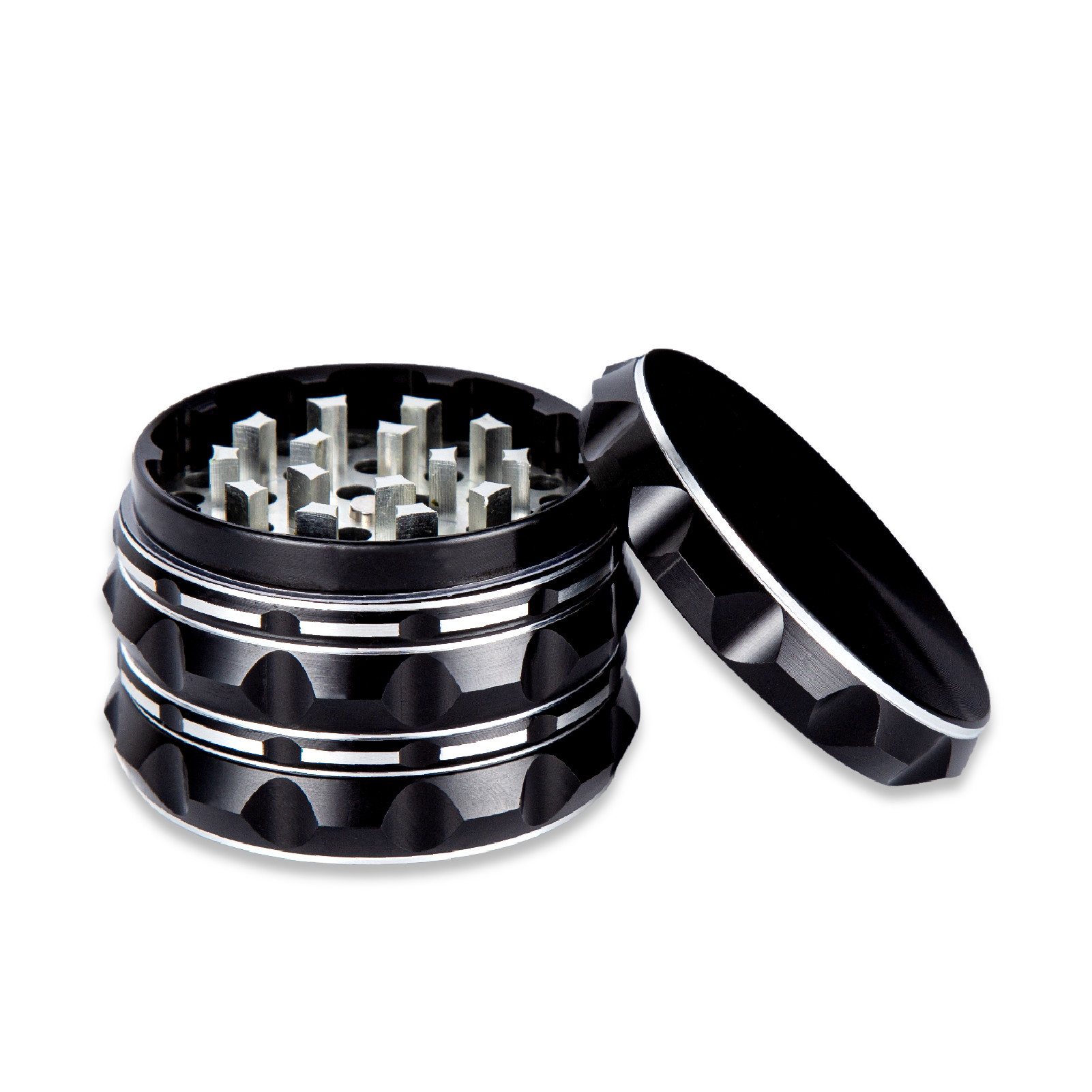 US 63mm Herb Grinder 4-layer Aluminum Alloy Cigarette Crusher Black