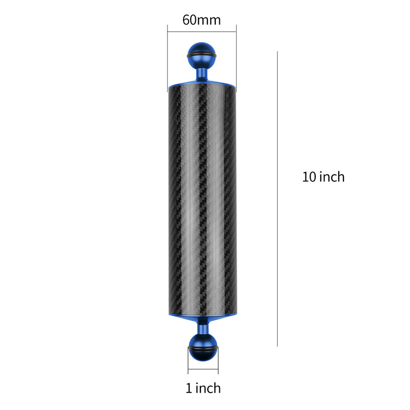 5/8/10/12 Inch Carbon Fiber Float Buoyancy Aquatic Arm Dual Ball Floating Arm Diving Camera Underwater Diving Tray blue
