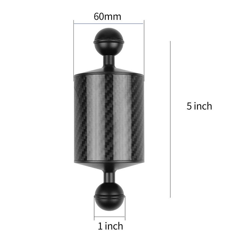 5/8/10/12 Inch Carbon Fiber Float Buoyancy Aquatic Arm Dual Ball Floating Arm Diving Camera Underwater Diving Tray black
