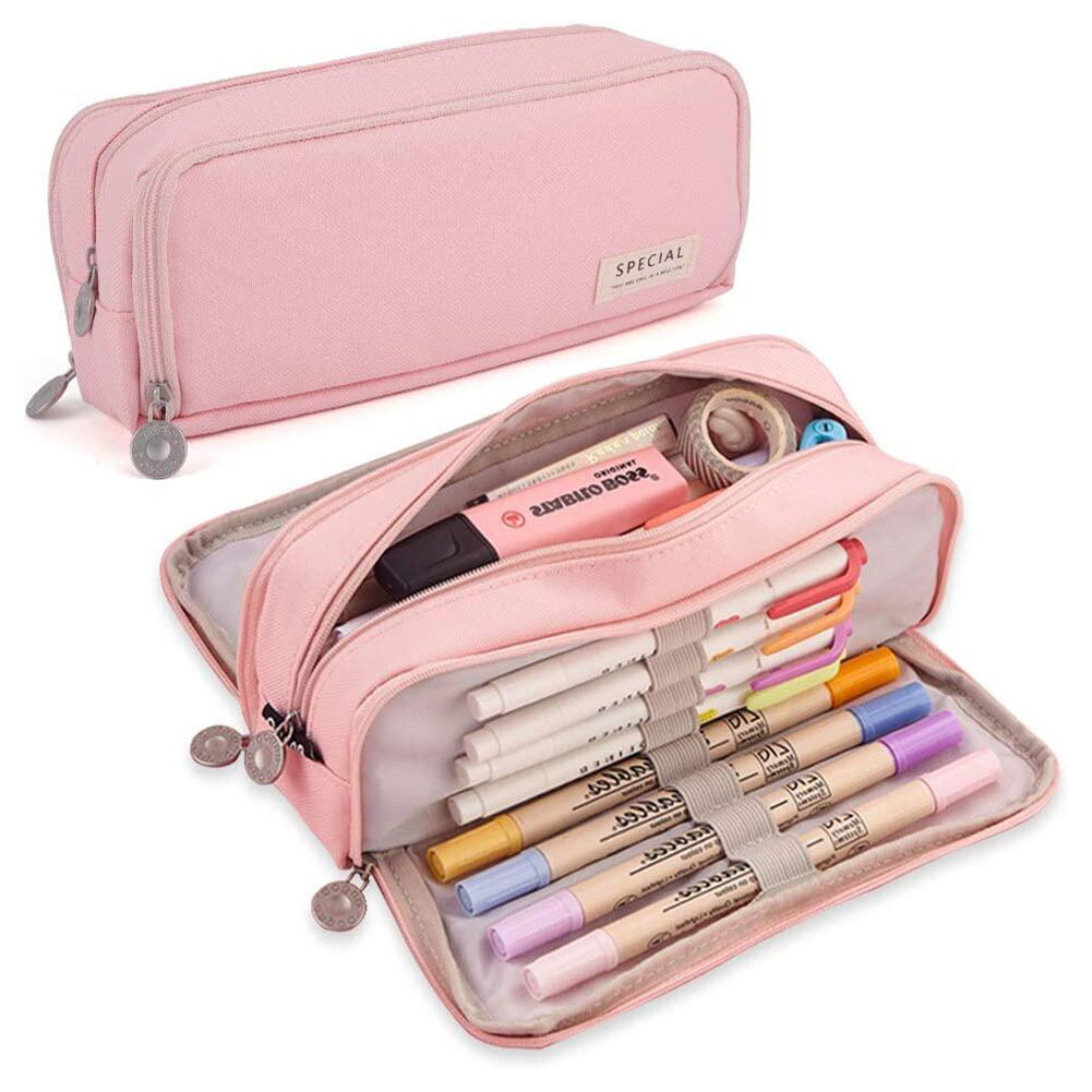Wholesale Pencil Case Large Pencil Pouch Big Capacity Pencil Bag Makeup Bag  Canvas Stationery Box Cosmetic Bag 396 pink From China