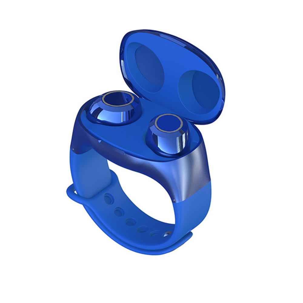 Wrist Type Lightweight Watch Design Charge Case BT 5.0 In-ear TWS Earbud HeadsetTWS Bluetooth 5.0 Headset Wireless Earphone blue
