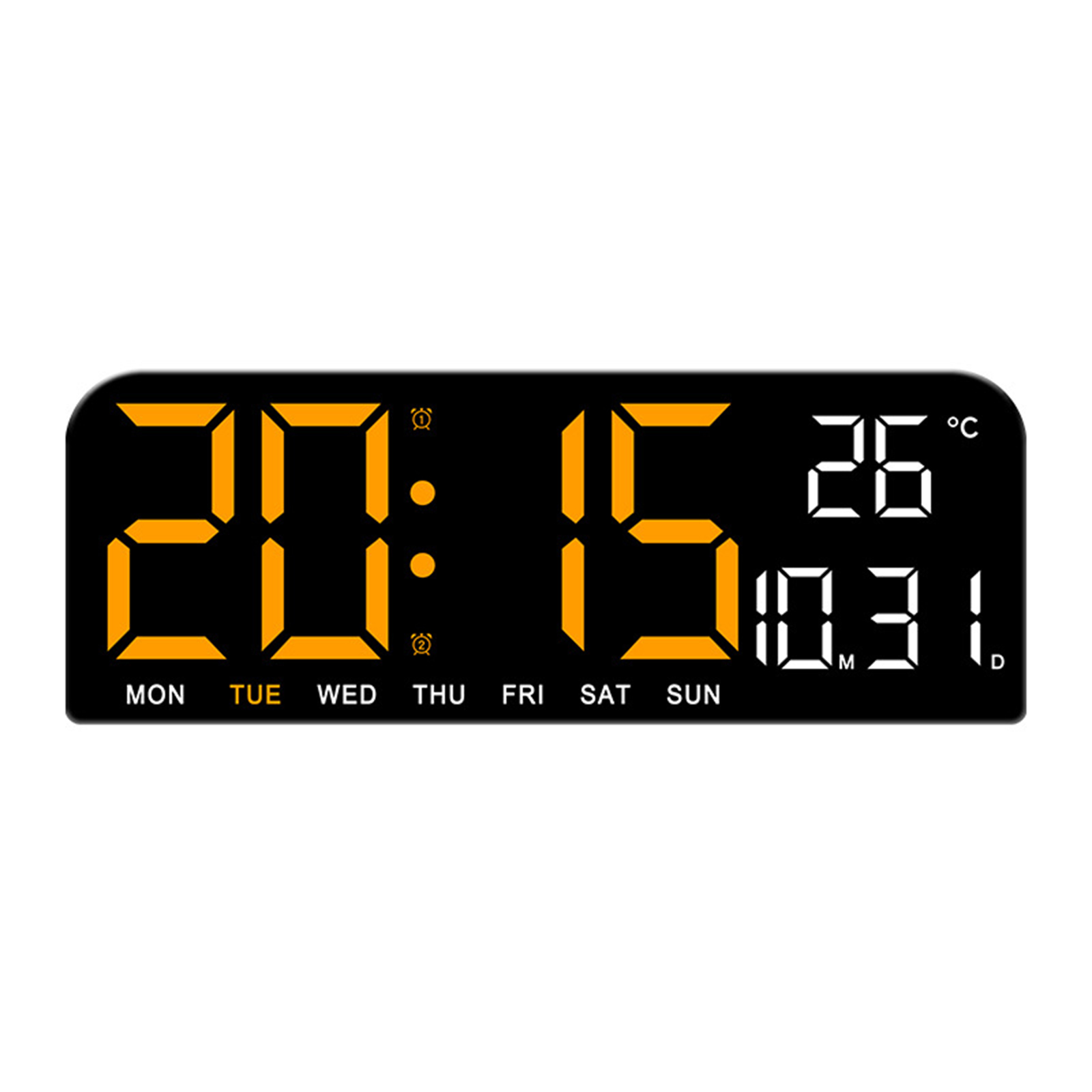 Electronic Digital Clock With 5 Modes Big Digits Sleep Button Voice Control Adjustable Brightness Table Clock For Office Living Room Bedroom School orange