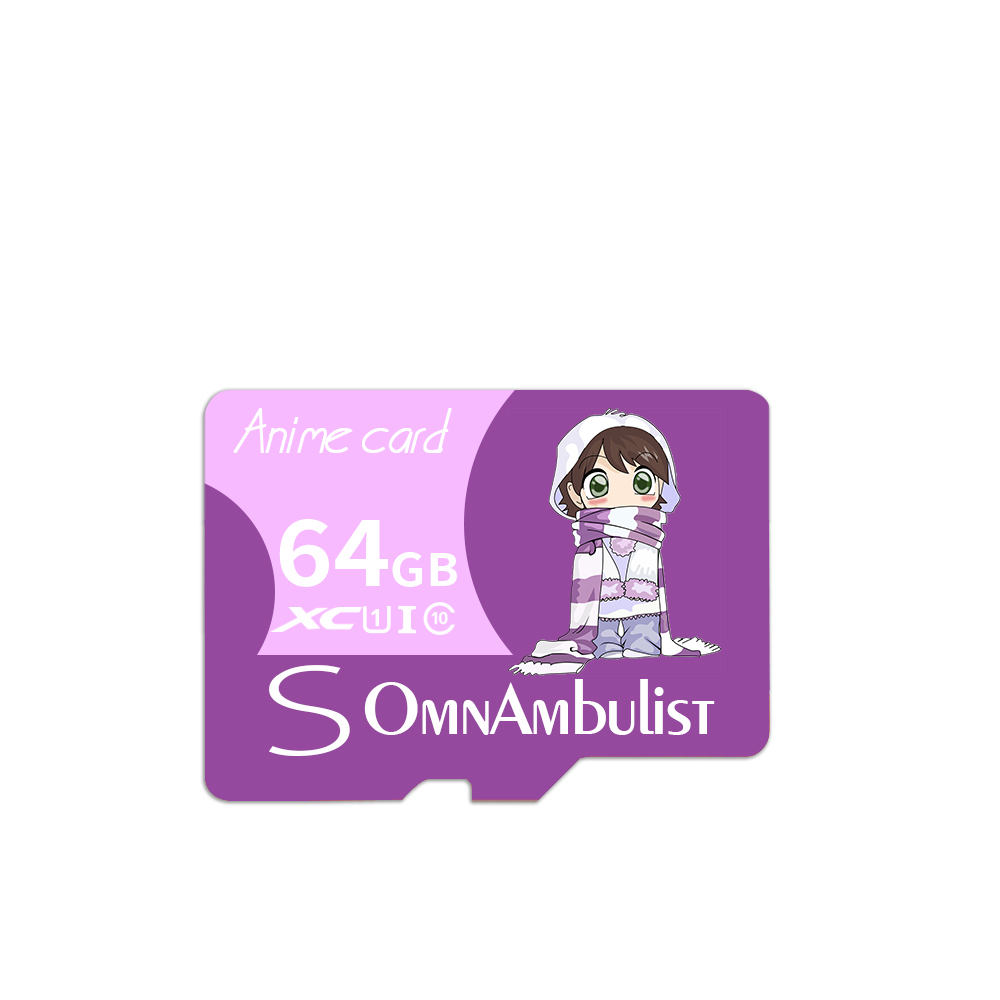 Cartoon Purple Girl TF Memory Card with Adapter and Card Reader