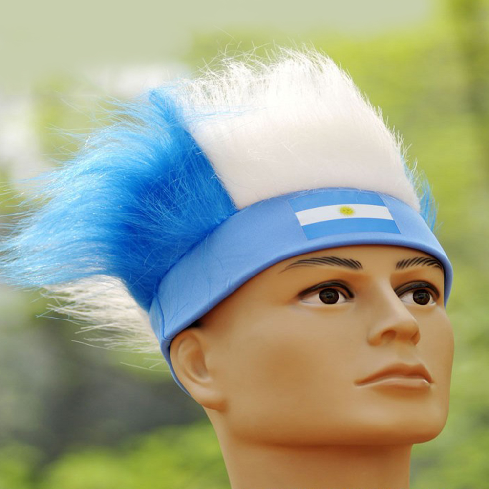 World Cup Football Fans Hats with National Flag Color Wig Football Headband National Flag Headwear