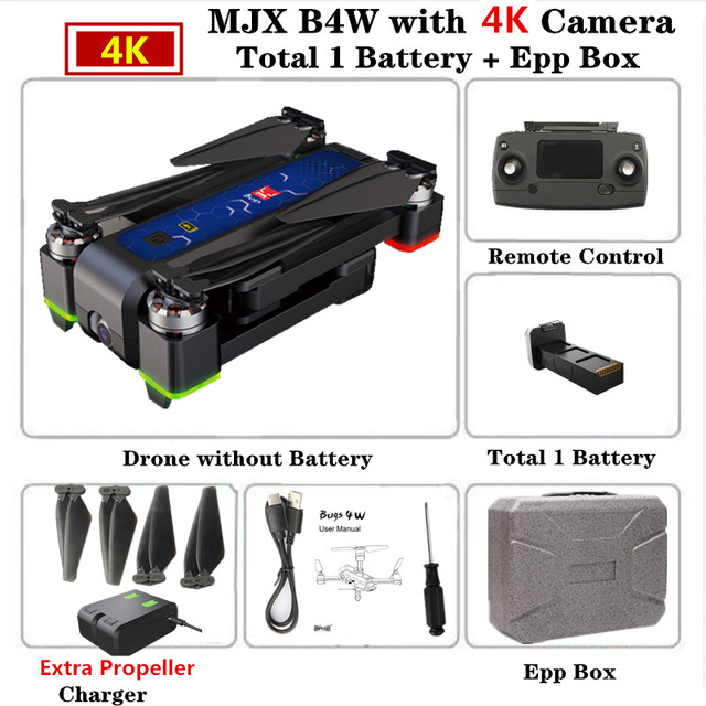 MJX B4W RC Drone GPS Drones with 5G WiFi 4K HD Camera Anti-Shake SD card GPS Optical Flow Follow Brushless Quadcopter VS X12 F11 EPP box