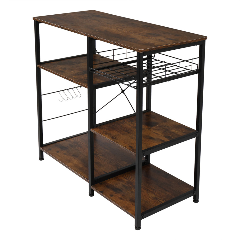 US 4-tier Kitchen Storage Rack Microwave Oven Shelves Organizer Brown
