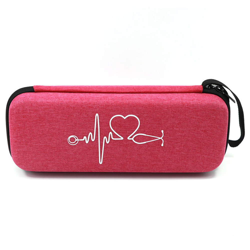 Travel Carrying Case Portable Stethoscope Storage Box Mesh Bag Compatible For Littmann Cardiology Iii Stethoscope rose Red