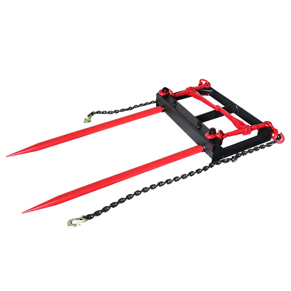US GARVEE Dual Prong 43 Inch Hay Bale Spear Attachment 3000 LB Capacity Front Skid Steer Tractor Loader