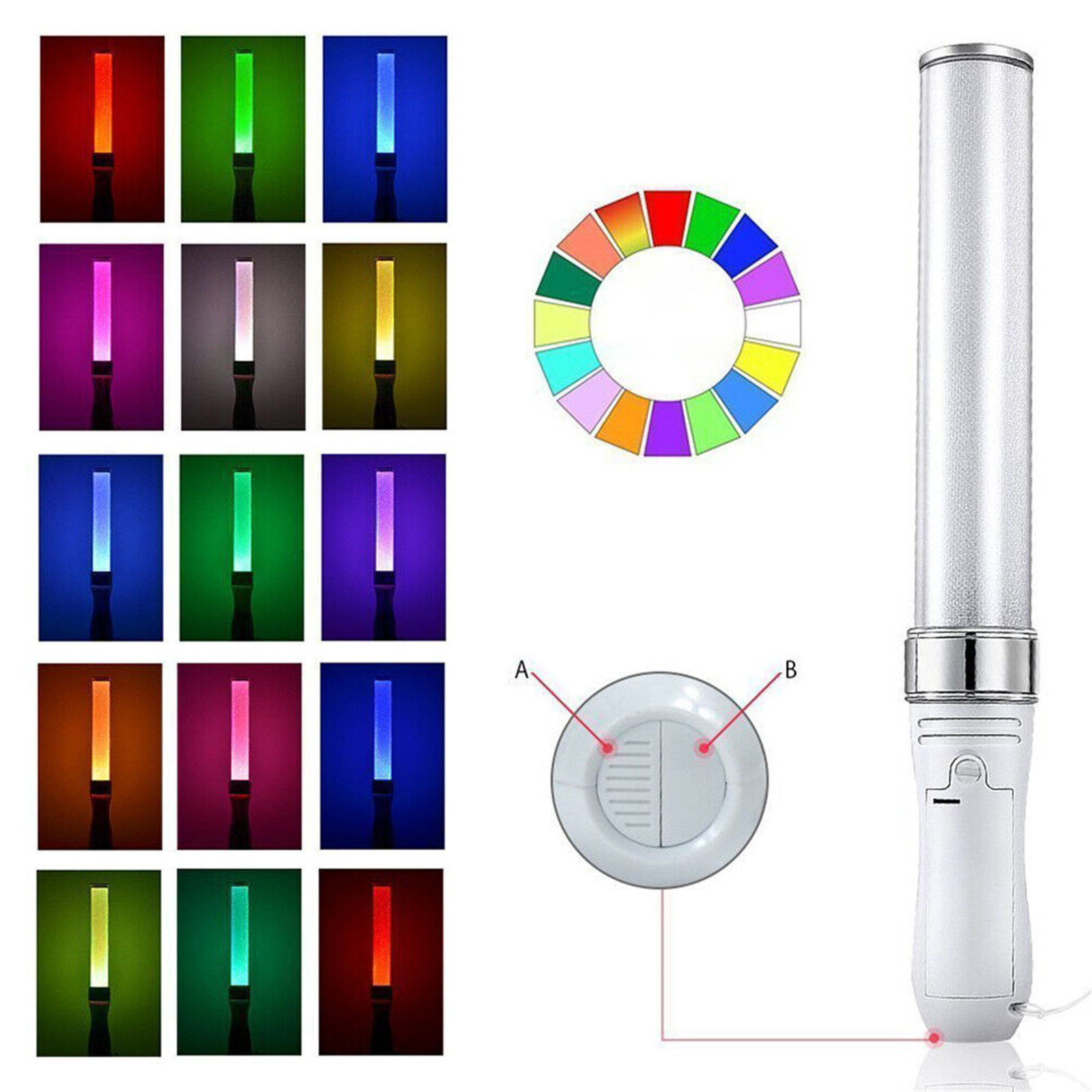3w LED Glow Light Stick 15 Colors Change Fan Cheering Lightstick For Wedding Raves Concert Party Camping Sporting Events 25CM-15 colors