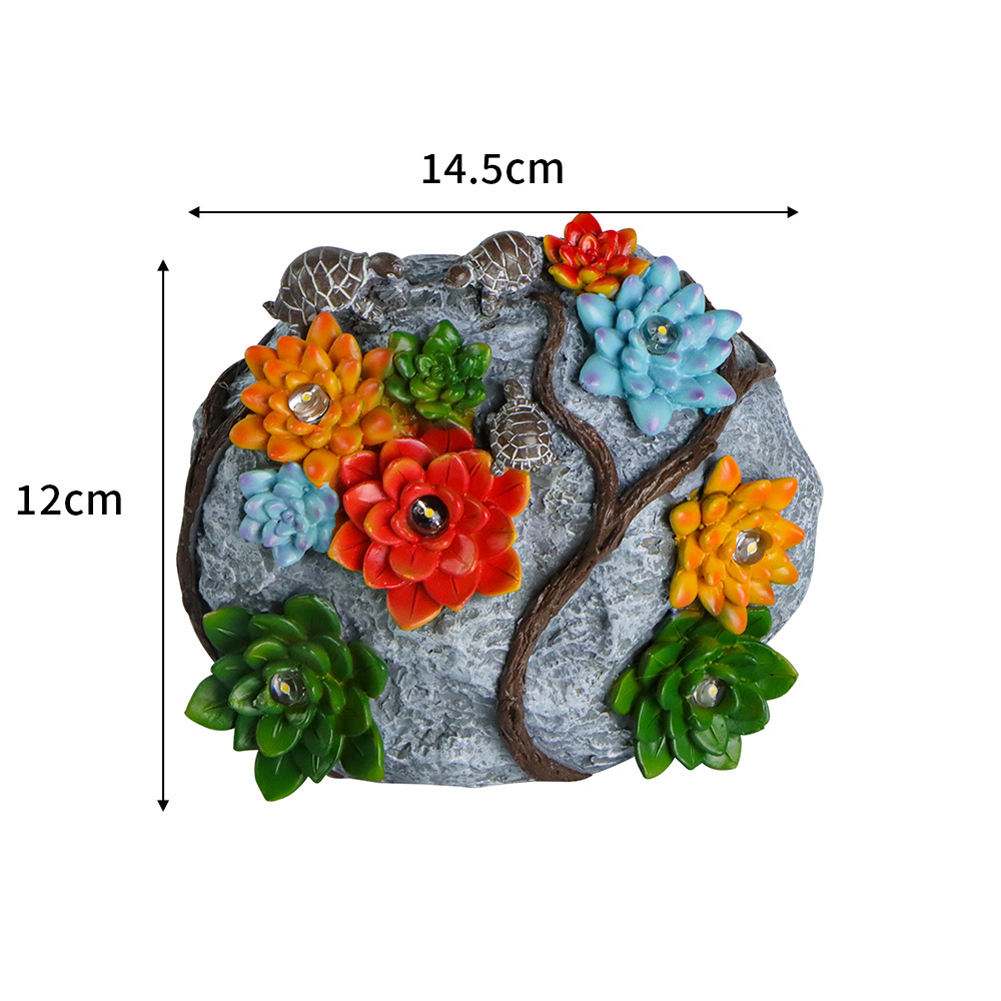 6led Solar Stone Lamp With Succulent Waterproof Battery Powered Lights For Outdoor Patio Garden Decoration stone lamp 14.5 x 12cm