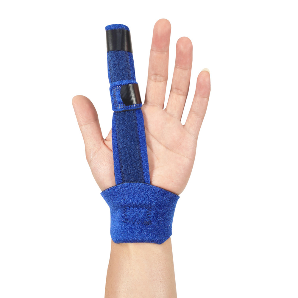 Nylon Hand  Fixing  Strap Finger Extension Splint Protective Sleeve Adjustable Fixing Belt Breathable Bandage Health Care Finger Guard Blue (one size)