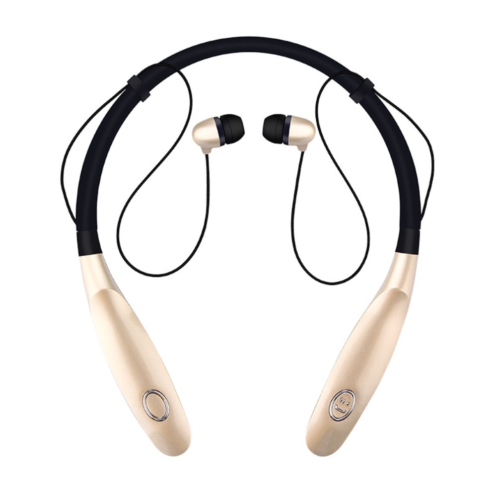 TWS Bluetooth Earphone Wireless Headphones Hanging Neck Type Sports Earbuds gold