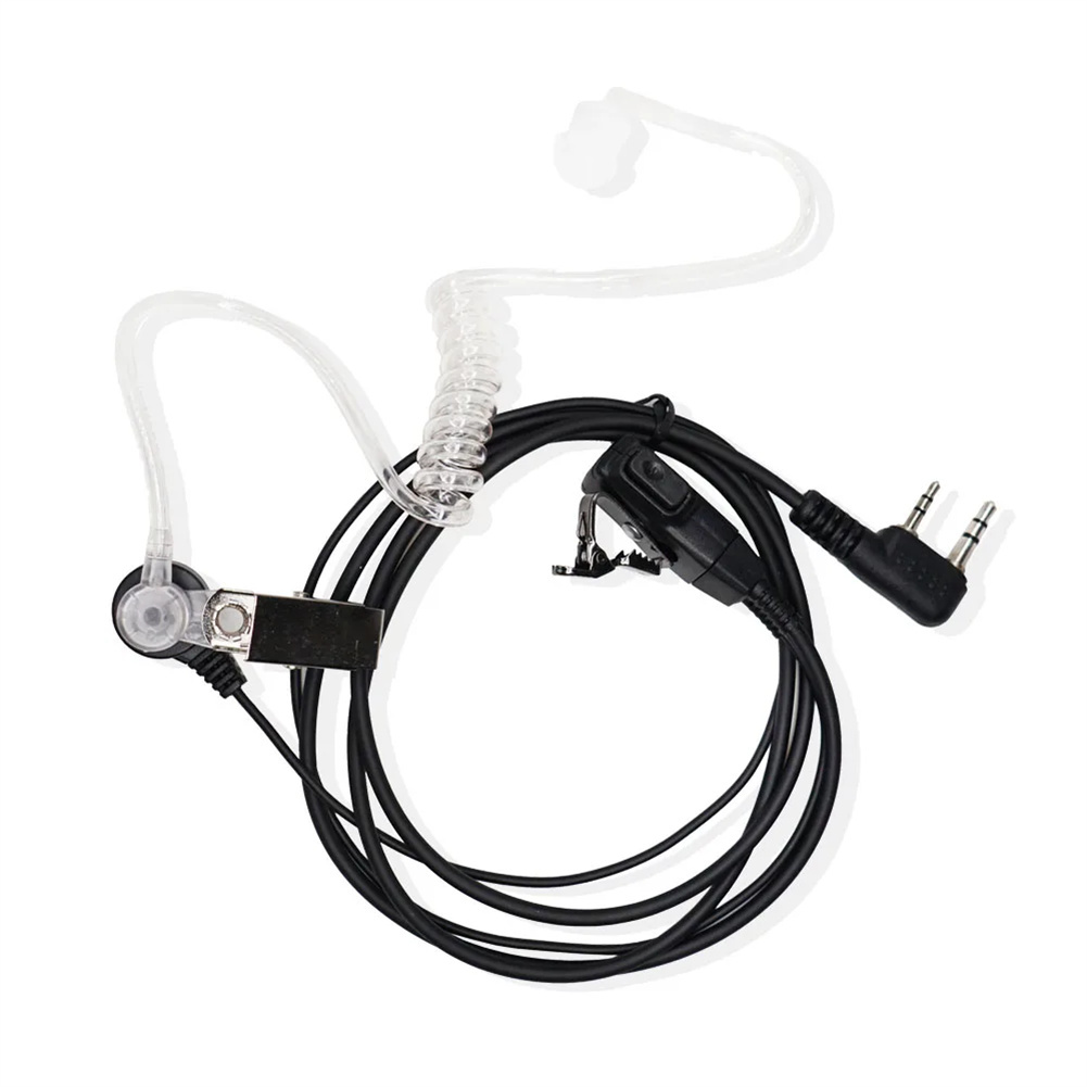 Walkie Talkie Earpiece With Mic 2 Pin Covert Air Acoustic Tube Headset Hands-free For Bouncers Nightclubs black