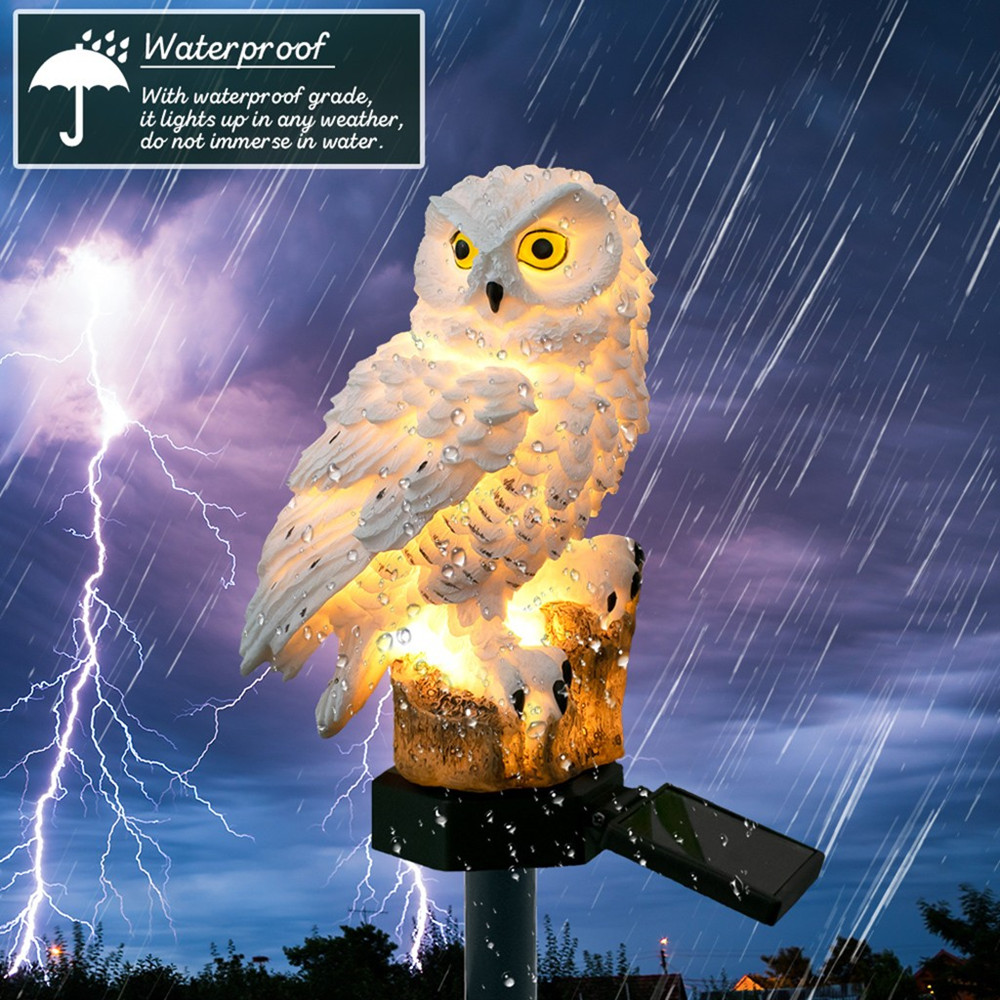 Owl Shape Solar-Powered Lawn Lamp for Outdoor Yard Garden Lighting Decoration warm light