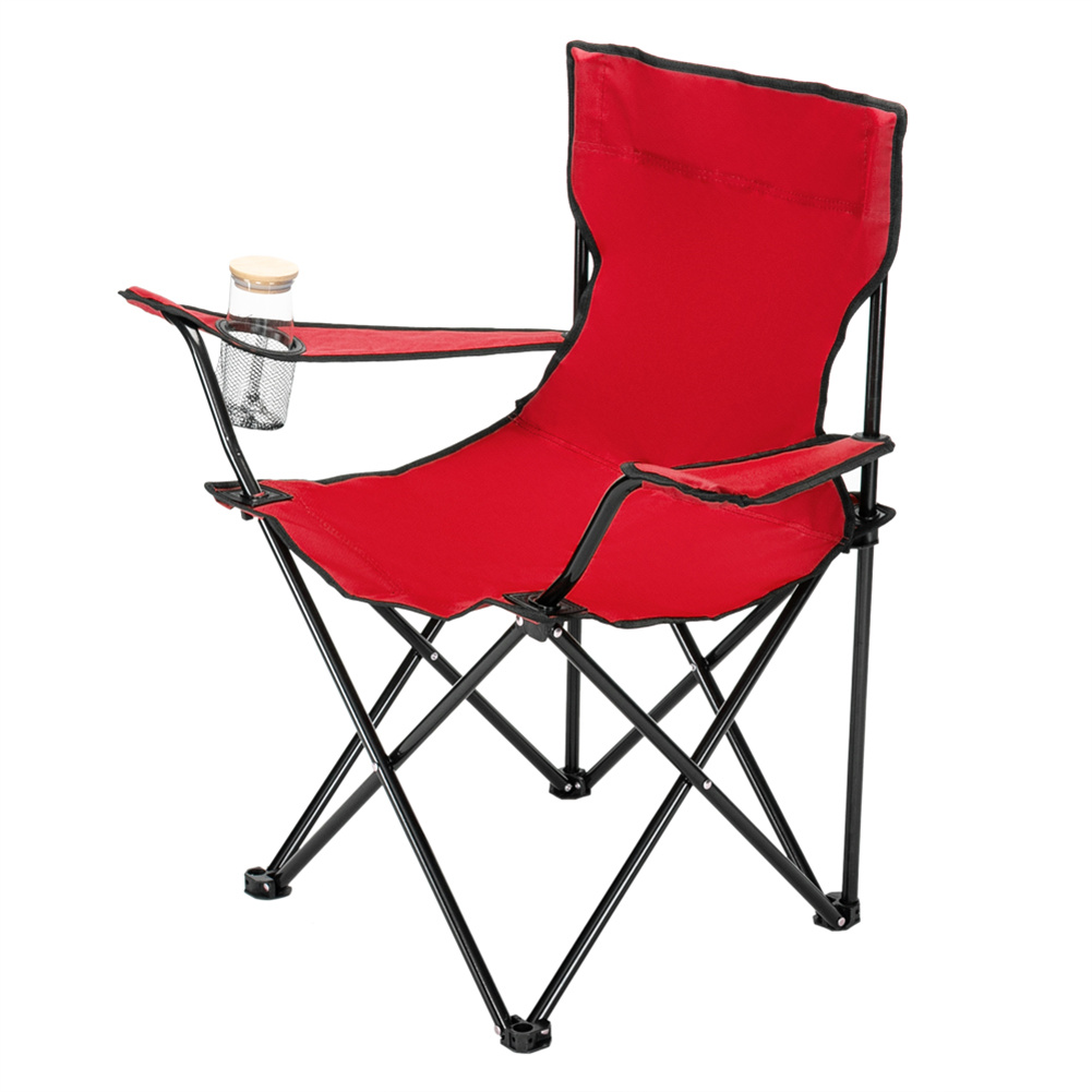 [US Direct] Camping  Chair Engineering Mechanics Design Iron Tube 600d Oxford Cloth Small Simple Foldable Chair 80x50x50 Red