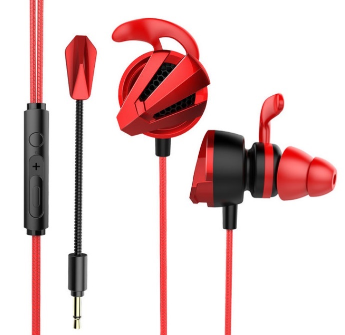 Game Earphone Notebook Laptop Tablet PC Movie Headset Game Box Earphone With Dismountable Mic Arm Handle red