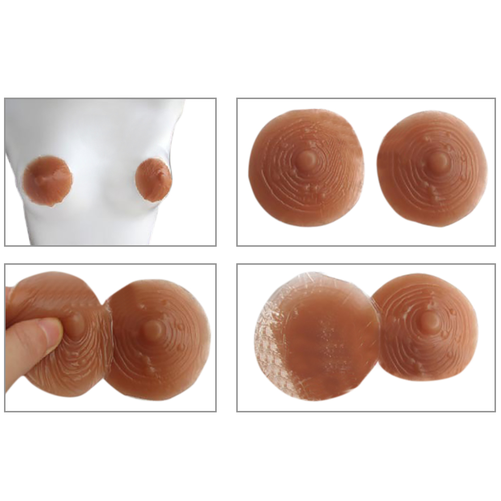 [US Direct] Women's Silicone Nipple Cover Self Adhesive Reusable Nubra Sticky Bra Pasties brown_Free size