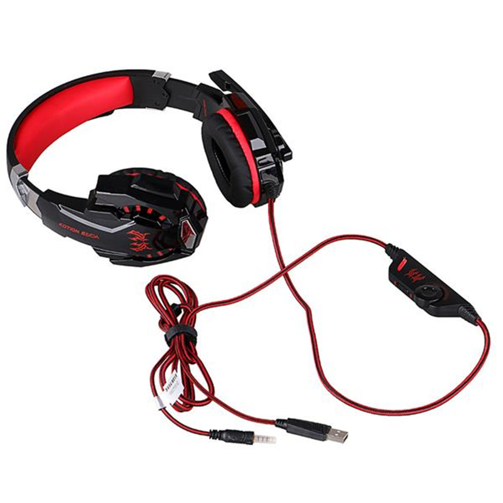 G9000 Gaming  Headset 3.5mm Single Jack Stereo Wired Headphone With Led Light Microphone Black red_40350273