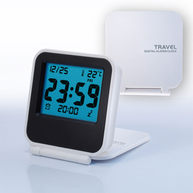 Mini Portable Travel Clamshell Electronic Night Lamp LED Digital Desk Alarm Clock
