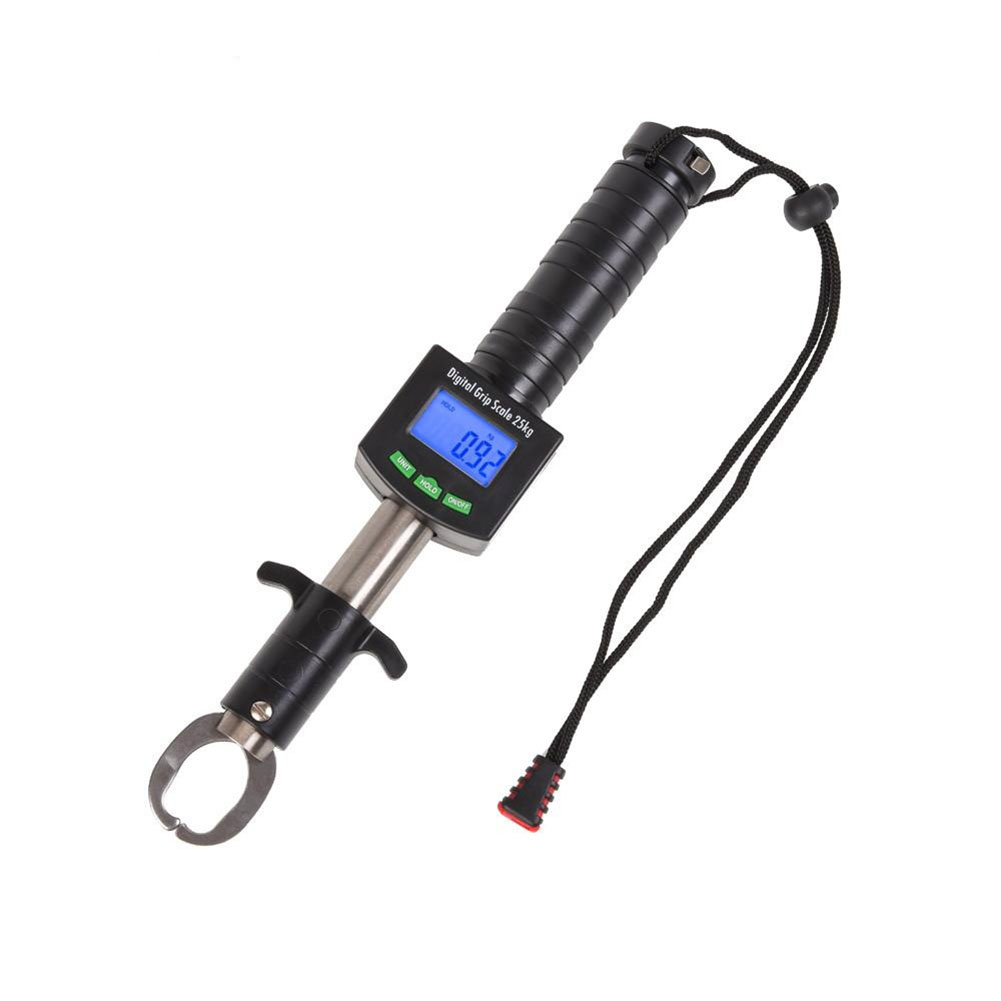 Fish Gripper 25Kg/55Lb Portable Electronic Control Fish Lip Tackle Grabber Tool Fishing Grip Holder Stainless Weight Digital Scale Silver
