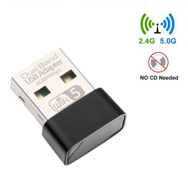 Mini Receiver Transmitter Dual-band Ac600mbps Wireless Network Card 2.4g and 5.8g Wireless Wifi Receiver Transmitter black