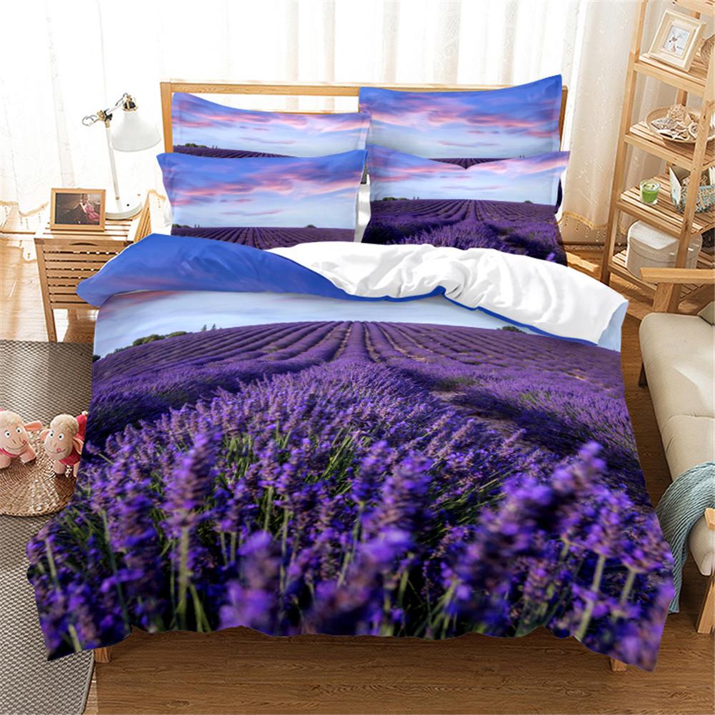 2Pcs/3Pcs Full/Queen/King Quilt Cover +Pillowcase Set with 3D Digital Flower Printing Queen