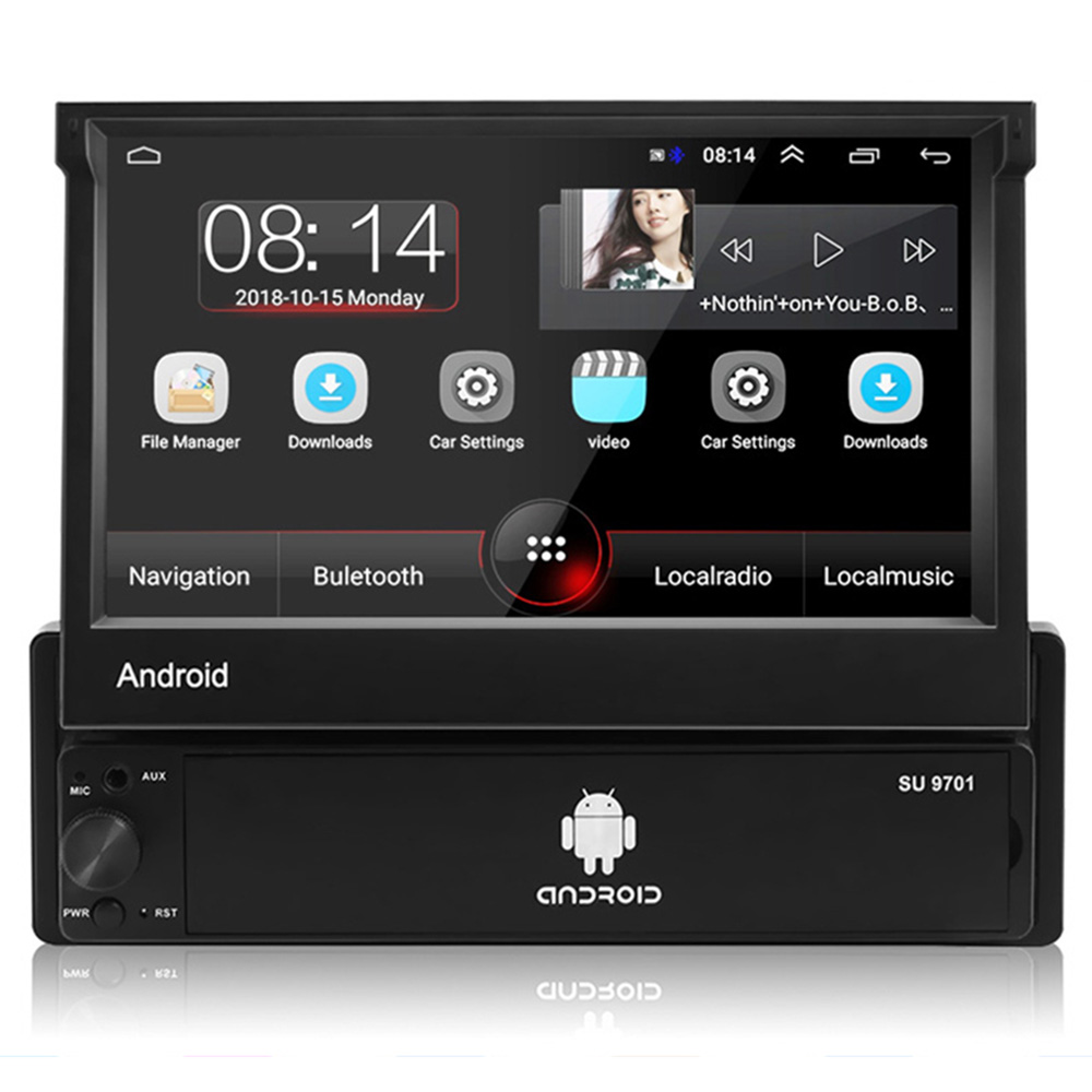 Android 9.1 1 Din Car Radio GPS Navigation 7-inch HD Retractable Screen System