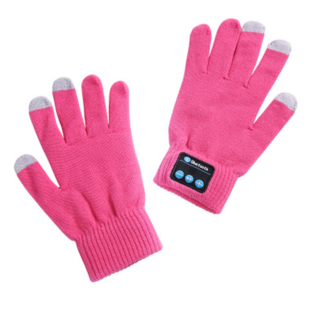 V5.0 Wireless Bluetooth Knit Music Call Touch Screen Gloves ST-pink