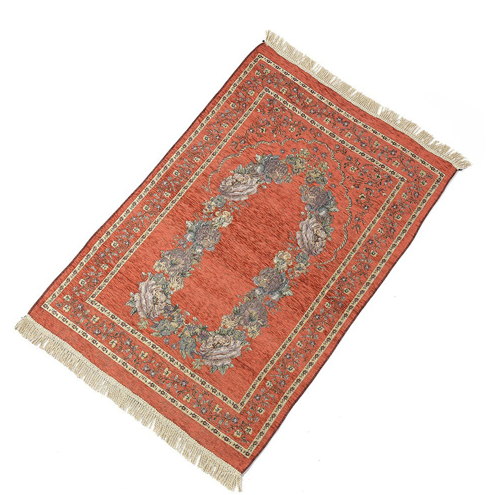 Islamic Pilgrimage Blanket Muslim Prayer Mat Lightweight Thin Carpet Islam Eid Ramadan Gift Apricot red_70cm*110cm