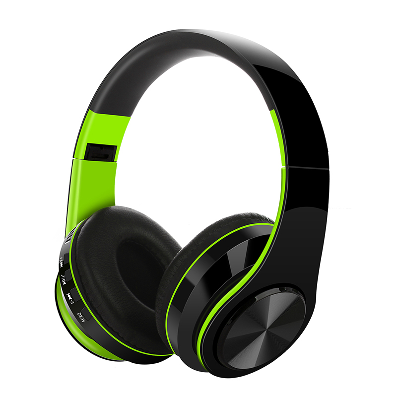 Bluetooth V5.0 Headset Sports Folding Support For Plug-in Card Head-mounted Wireless Headphone green