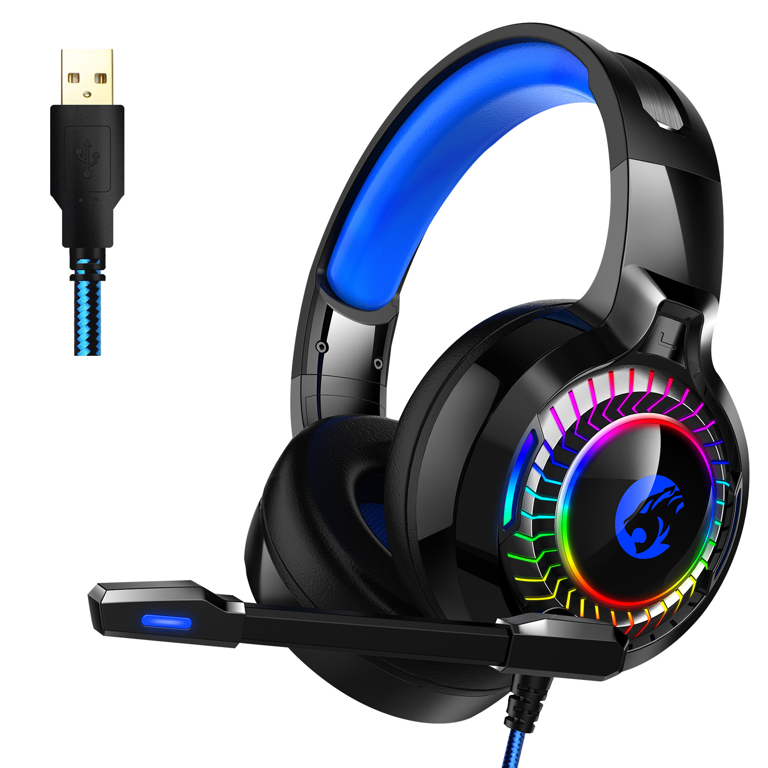 A60 Gaming Headset Surround Stereo Gaming Headphones with Mic LED Lights Works for PS4 Xbox  7.1 channel