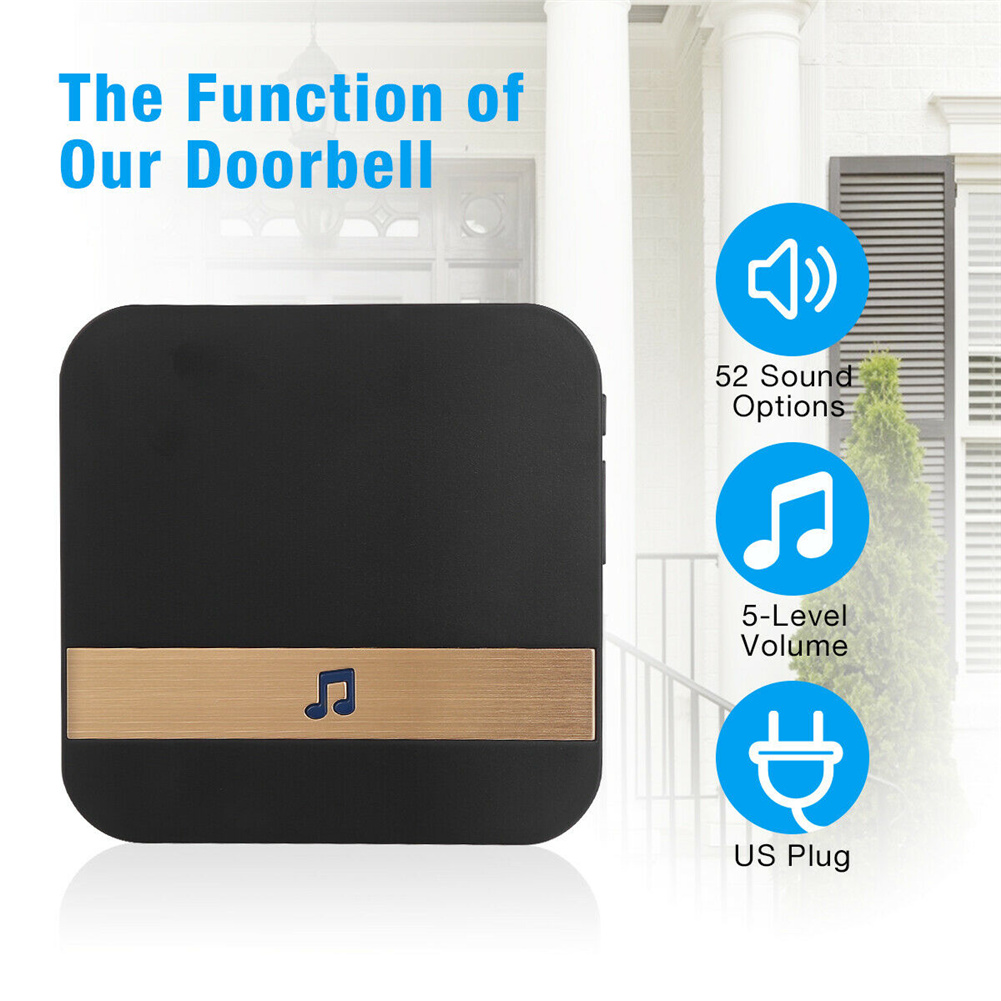 Smart Wireless Wifi Doorbell 52 Different Melodies Security Intercom Camera Door Bell US plug