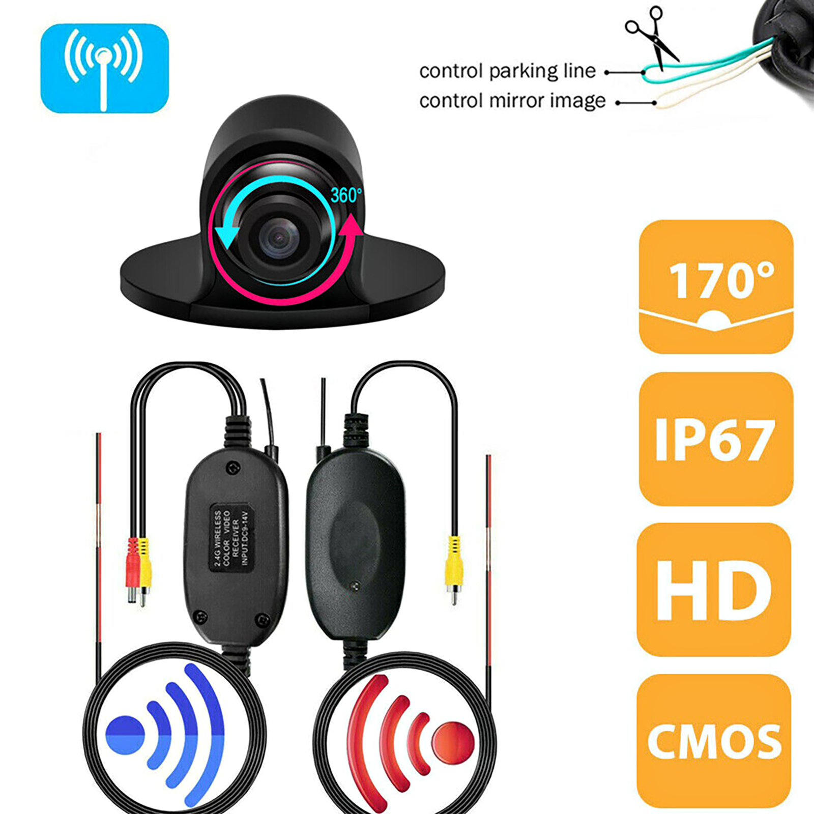 Car Rear View Camera 2.4g Wireless Rear Front Side View Reverse Backup Camera