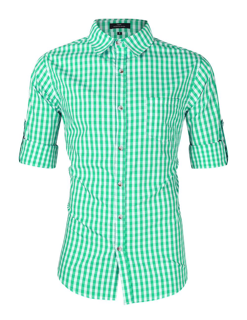 [EU Direct] Men's Oktoberfest Costumes Long Sleeve Shirt Fashion Plaid Front Pocket Classical Shirt Tops