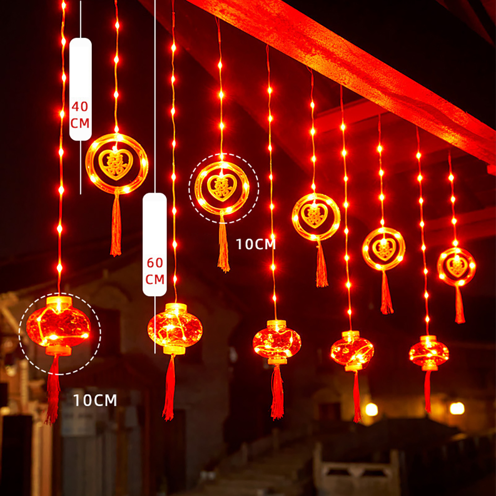 Chinese New Year LED Lantern Lighted Up Chinese Spring Festival Hanging Ornaments
