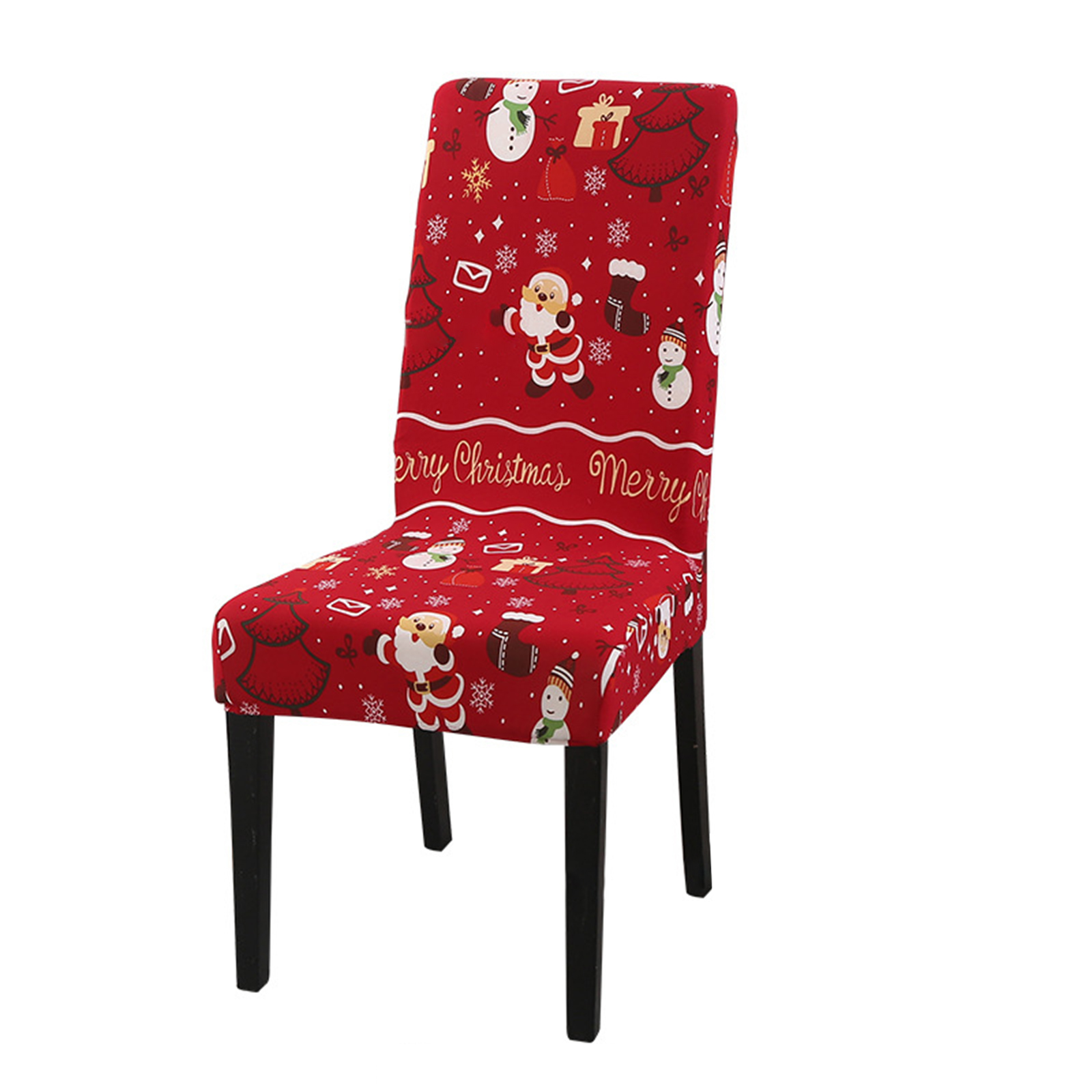 Christmas Chair Cover With High Backrest Santa Pattern Removable High Stretch Machine Washable Chair Seat Protector Cover For Dining Room 2#