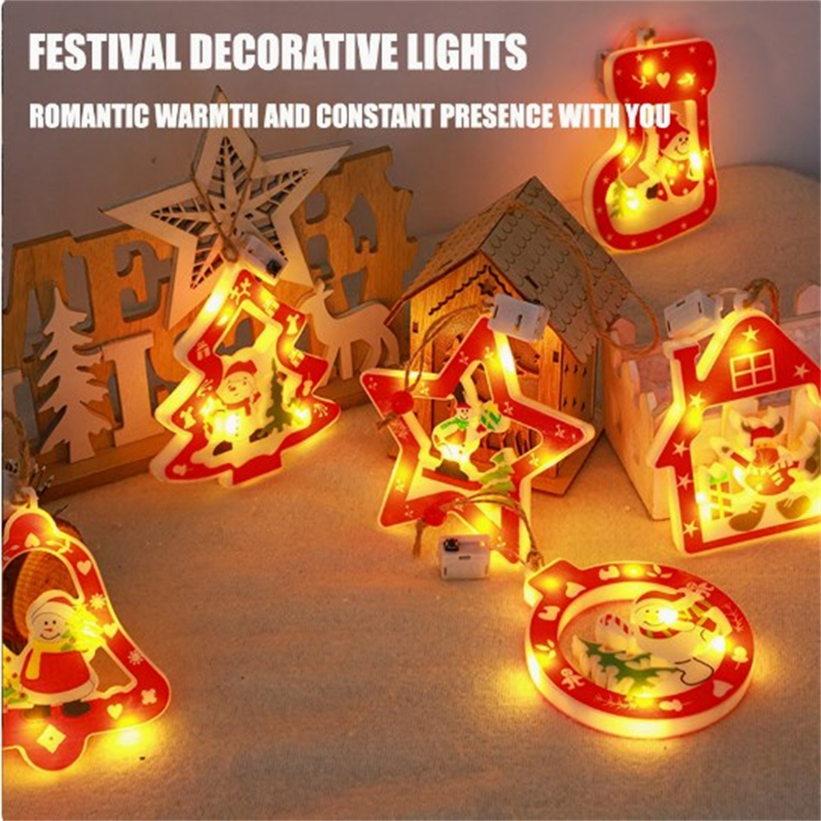 6pcs Hanging Christmas Lamp Cute Cartoon Snowman Socks Shape Creative Gifts For Christmas Tree New Year Decoration 6 piece set
