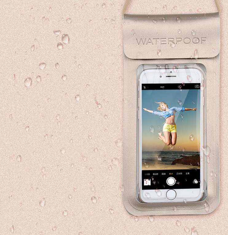 Swimming Waterproof Bag Touch Screen Underwater Phone Case  gold_6.4 inch