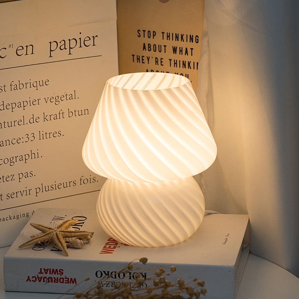 Led Mushroom Table Lamp Creative Retro 3-color Dimming Energy Saving Bedroom Bedside Night Light white
