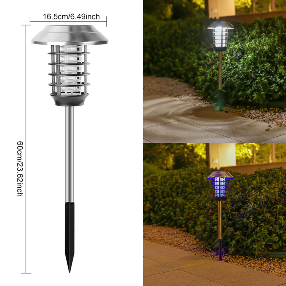 Solar Bug Zapper, Outdoor LED Light With Polycrystalline Silicon Solar Panel, Intelligent Light Control, Fly Zapper Mosquito Killer Lighting Lamp For Garden, Yard Stainless steel solar bug zapp