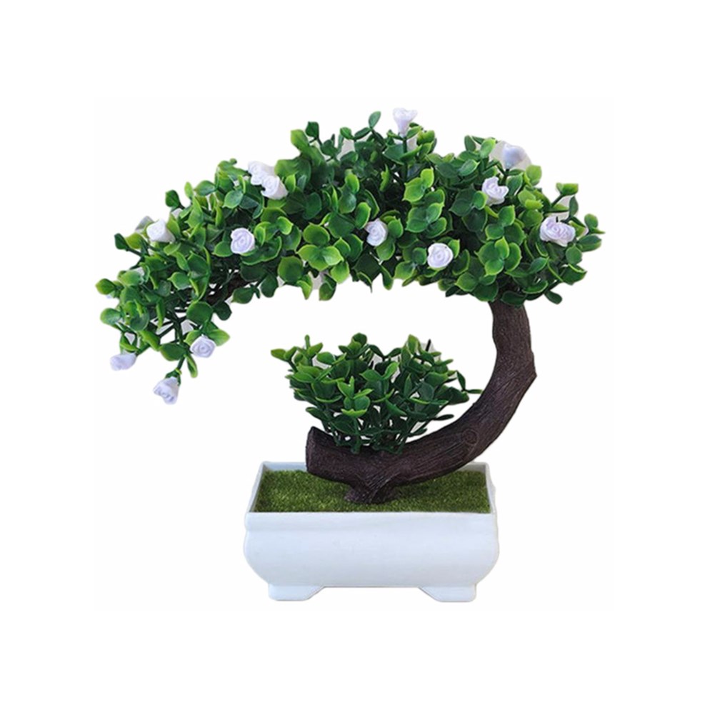 Artificial Plant Bonsai for Home Dining-table Office Decoration White flower