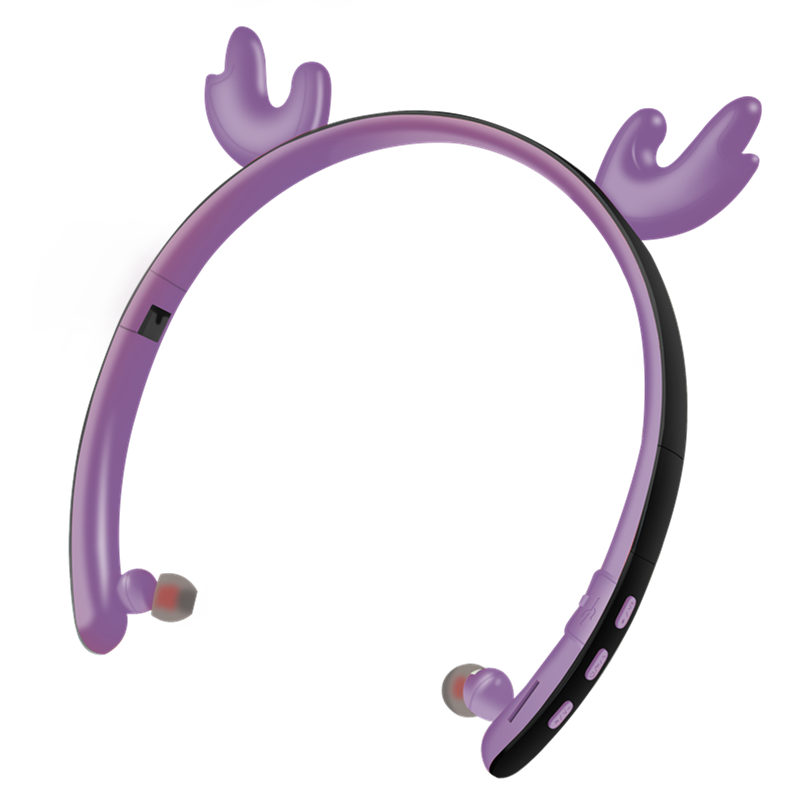 Creative LED Cartoon Luminous Elk Ear 5.0 Foldable In-ear Wireless Bluetooth Headset purple